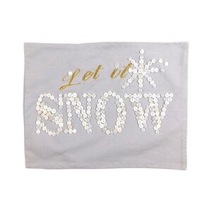 Pottery Barn‎ “Let It Snow” Button Embellished Pillow Cover – Gray, 15x12